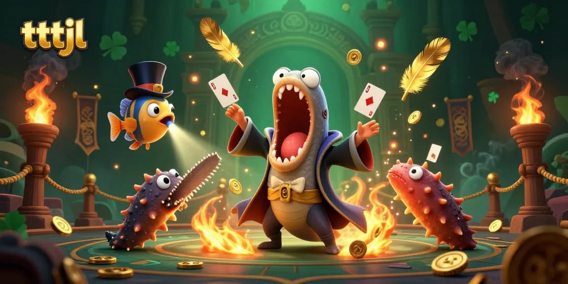 tttjl showcases a magical gambling scene with a deep-sea eel magician performing card tricks.