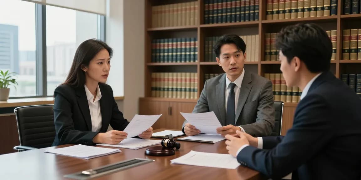 My latest blog post showcasing legal consultation in a modern law office.