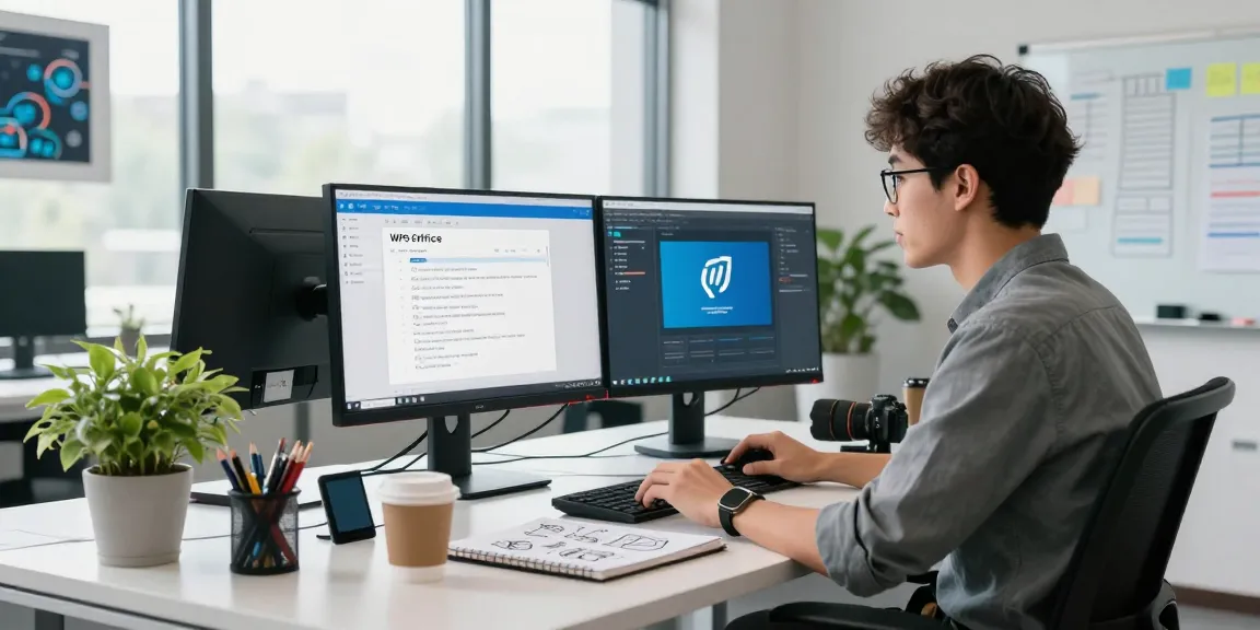 WPS Download workspace featuring a professional editing documents in a tech-savvy environment.