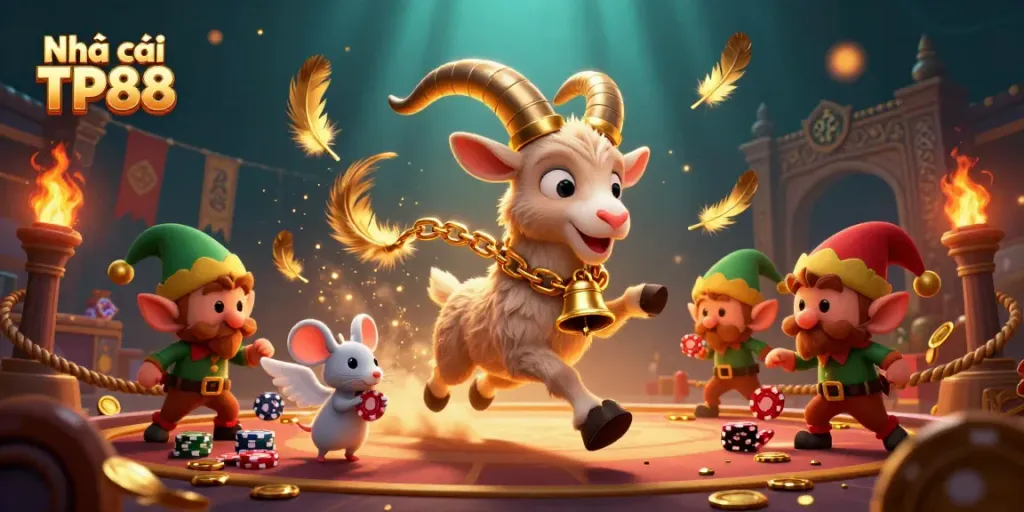 Experience the thrill of Nhà cái TP88 in a vibrant 3D casino illustration with dynamic characters.