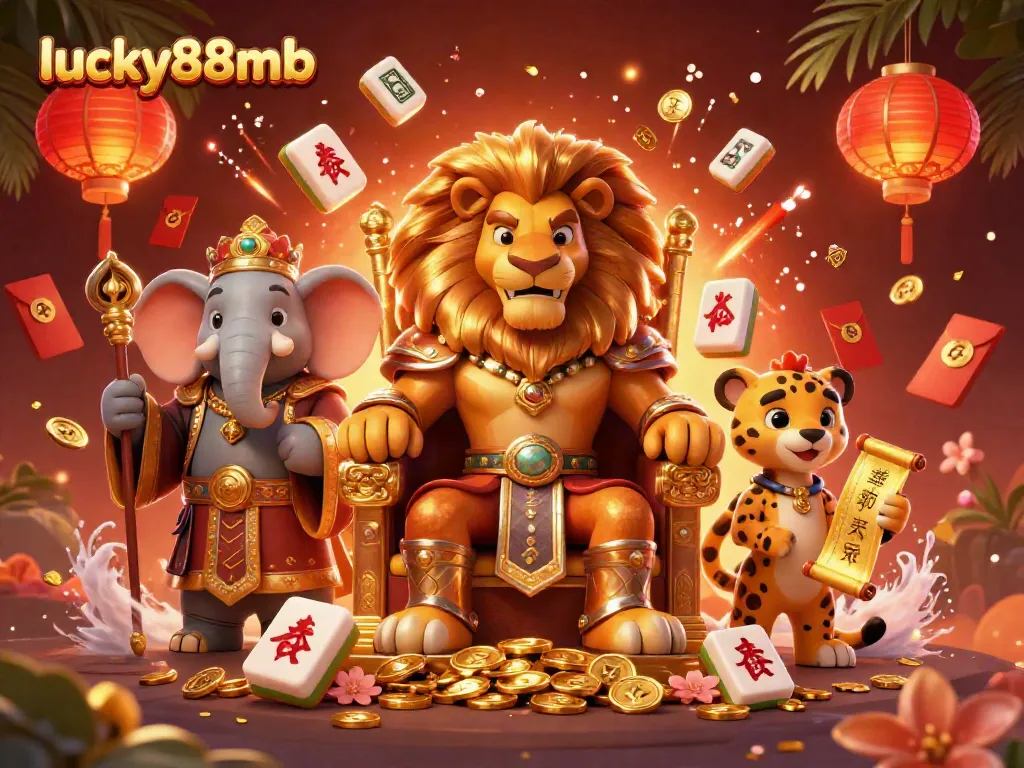 Win big at lucky88mb with vibrant animations featuring a royal lion king and dynamic casino elements.