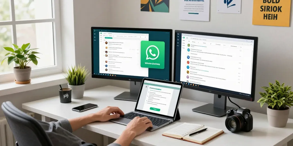 Efficient workspace with WhatsApp電腦版 open on dual monitors, enhancing communication.