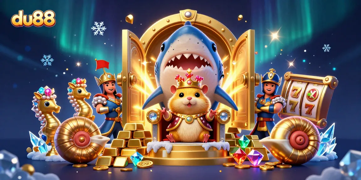 Spin to win with du88's vibrant casino scene featuring a fierce hamster king!